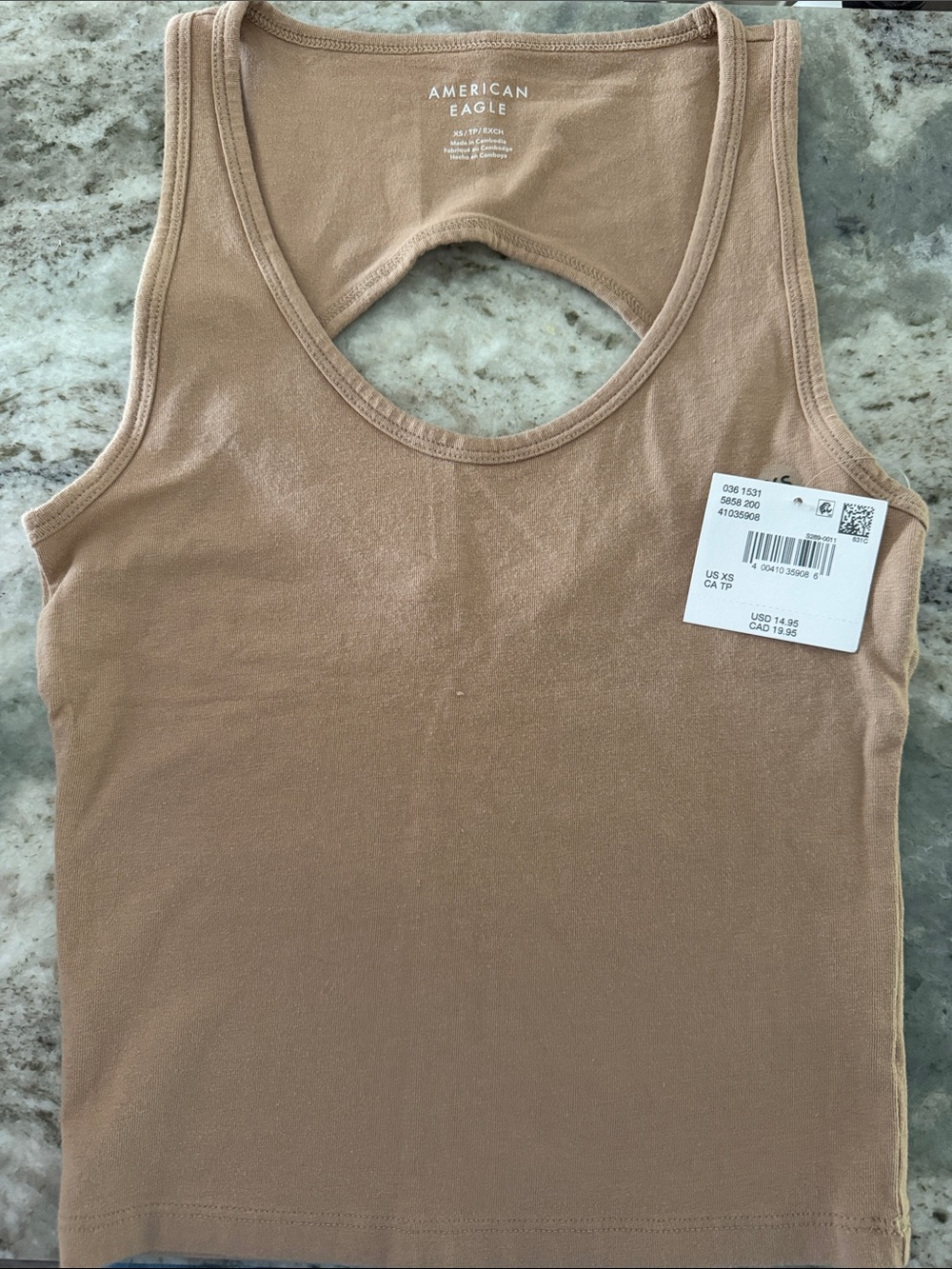 American Eagle Outfitters Women's Beige Racerback Tank Top